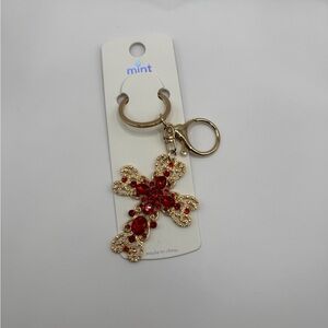 Mint Red and Gold Cross Key Holder